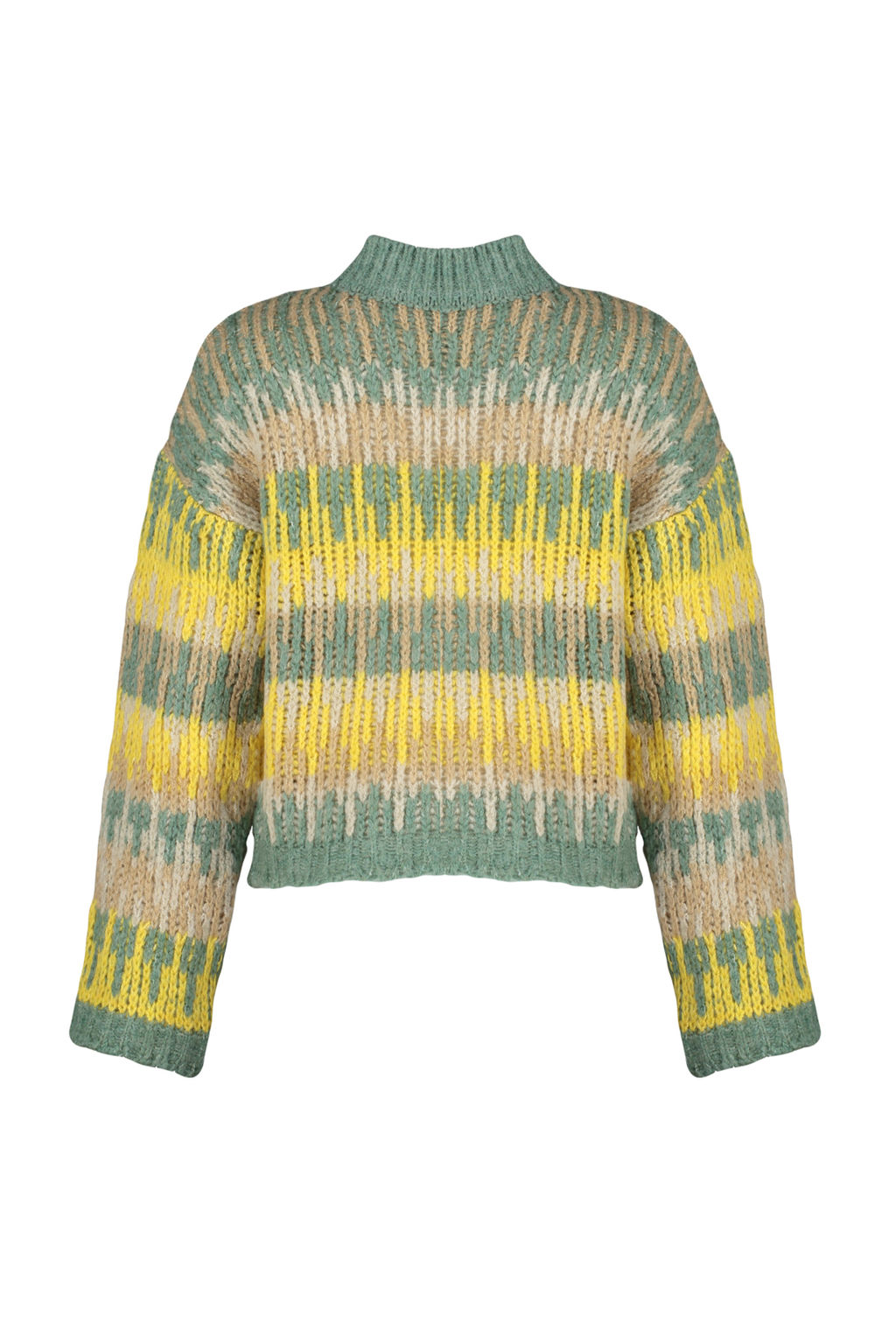 Mavi Yumusak Dokulu Etnik Desenli Kal?n Crop Triko Kazak TWOAW24KZ00688 - Trendyolmilla фото 14