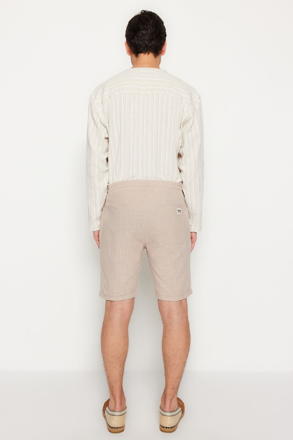 TRENDYOL MAN Ekru Regular Fit Keten Gorunumlu Sort TMNSS23SR00030 - Trendyolmilla фото 14