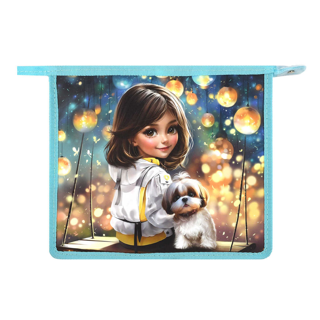 Папка для школьных тетрадей пластиковая Феникс+, арт. 69296/ 12 ШАТЕНКА С СОБАЧКОЙ (полипропилен, формат А5, 23.3x20х6.5 см, 1 отделение (-я), молния, дно с расширением, УФ-печать)