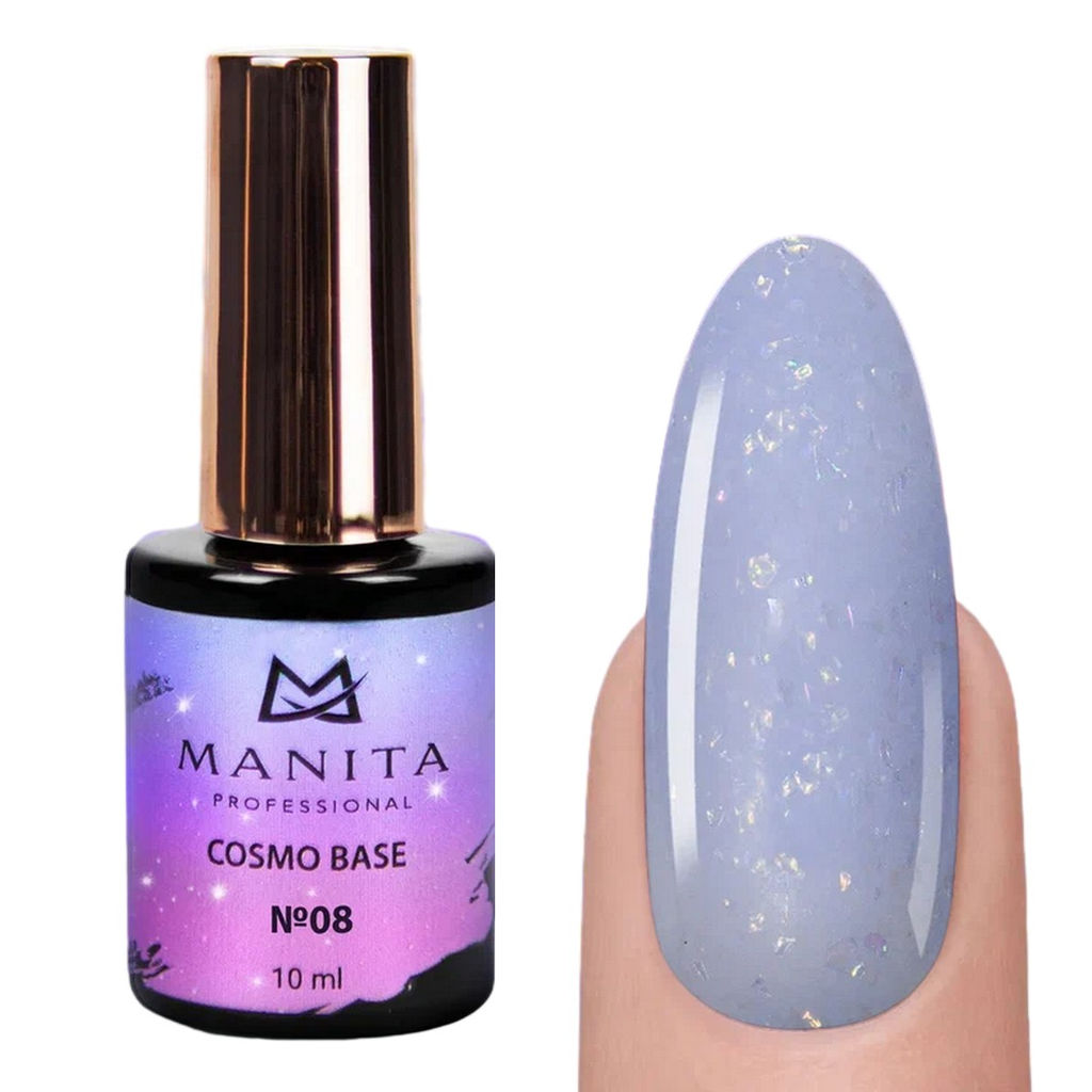 Manita Professional База для ногтей камуфлирующая с блестками №08 / Cosmo Base, 10 мл  фото 6