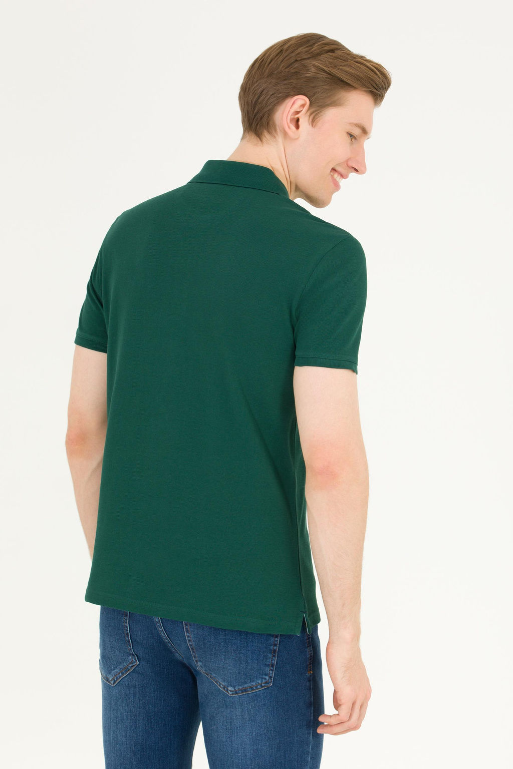 U. S. Polo Assn Мужская темно-зеленая базовая футболка с воротником-поло - U.s. polo assn фото 6