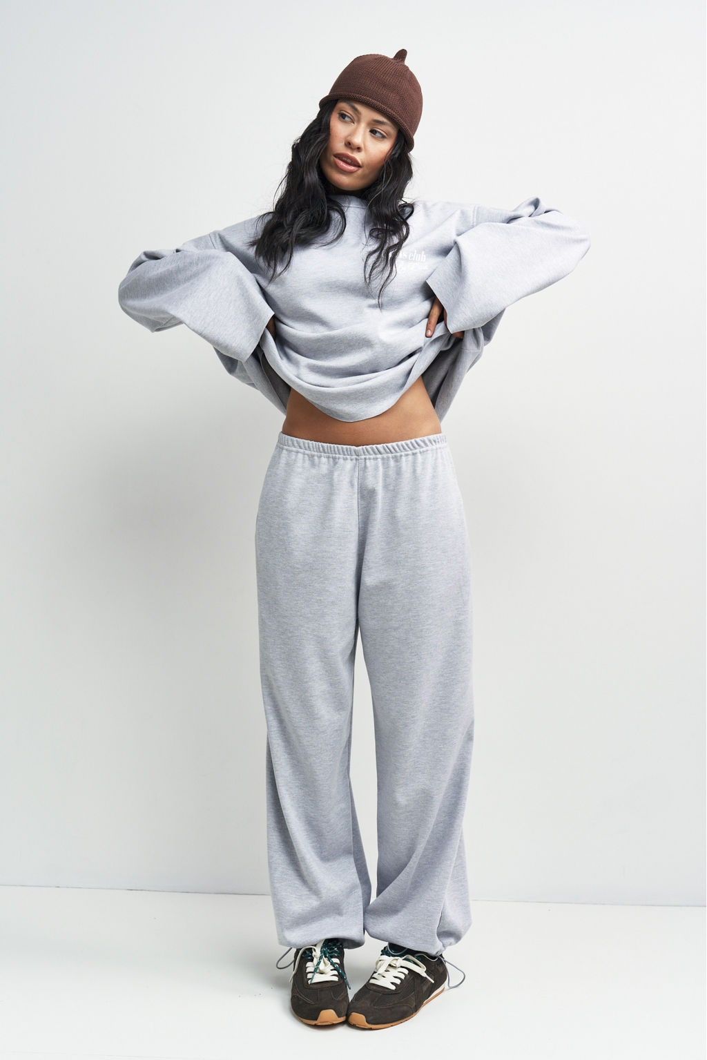 Брюки хлопковые на кулиске Серый меланж