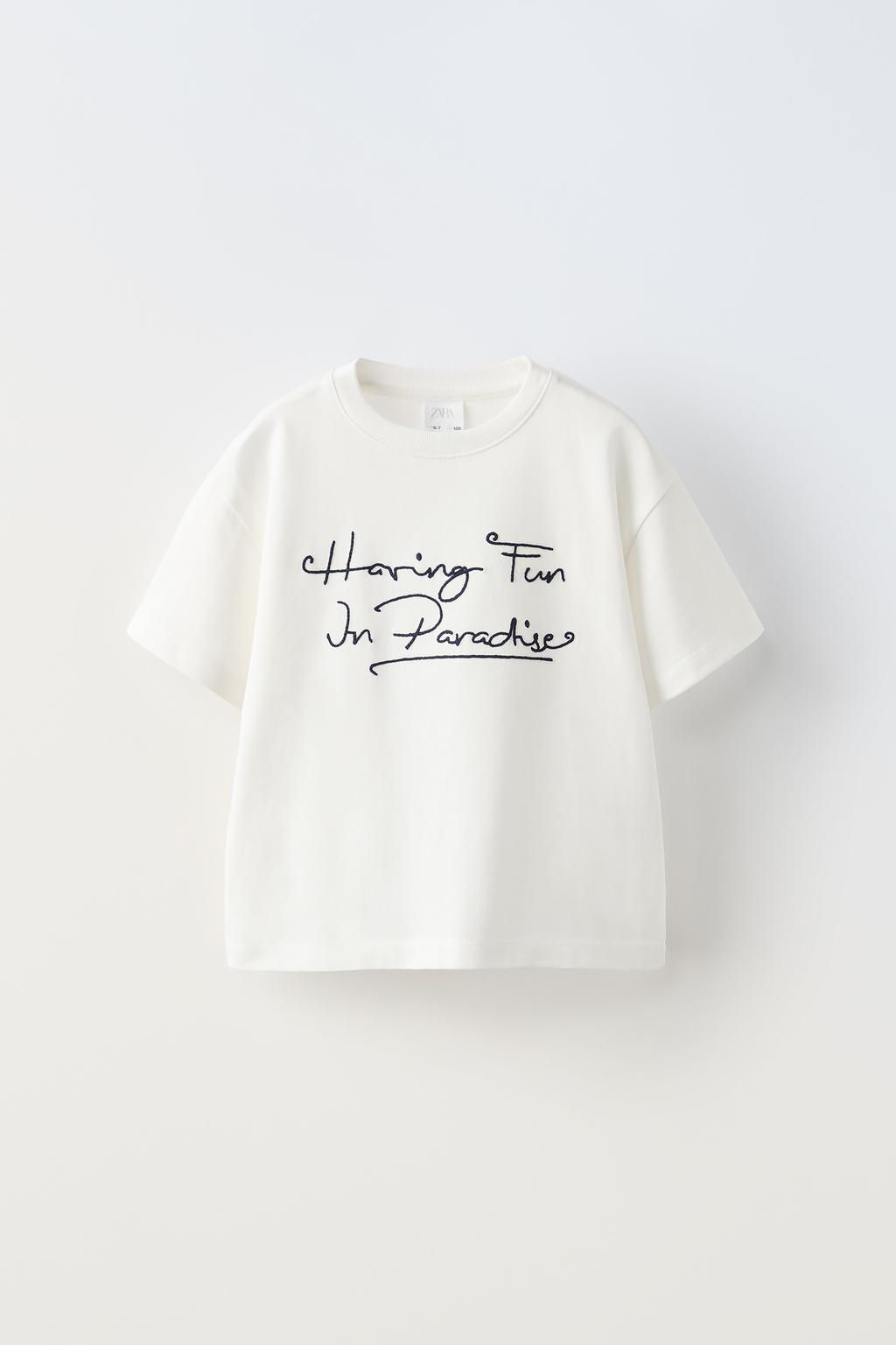 SLOGAN T-SHIRT WITH DRAWSTRING - Zara фото 3