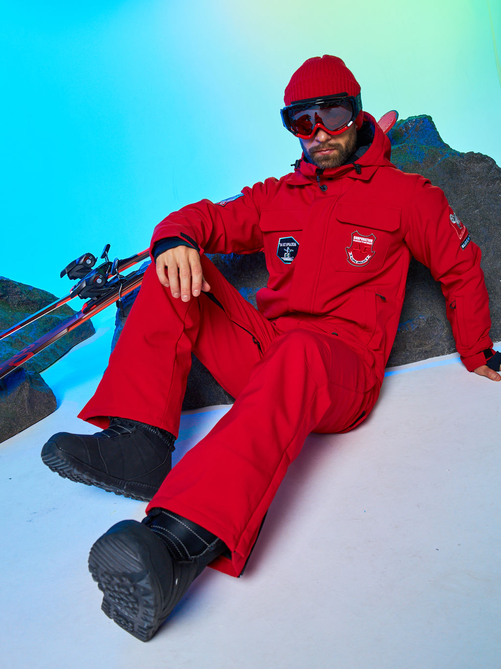 Мужской сноубордический горнолыжный комбинезон Alpha Endless Prometheus 223/230510 RED - Красный