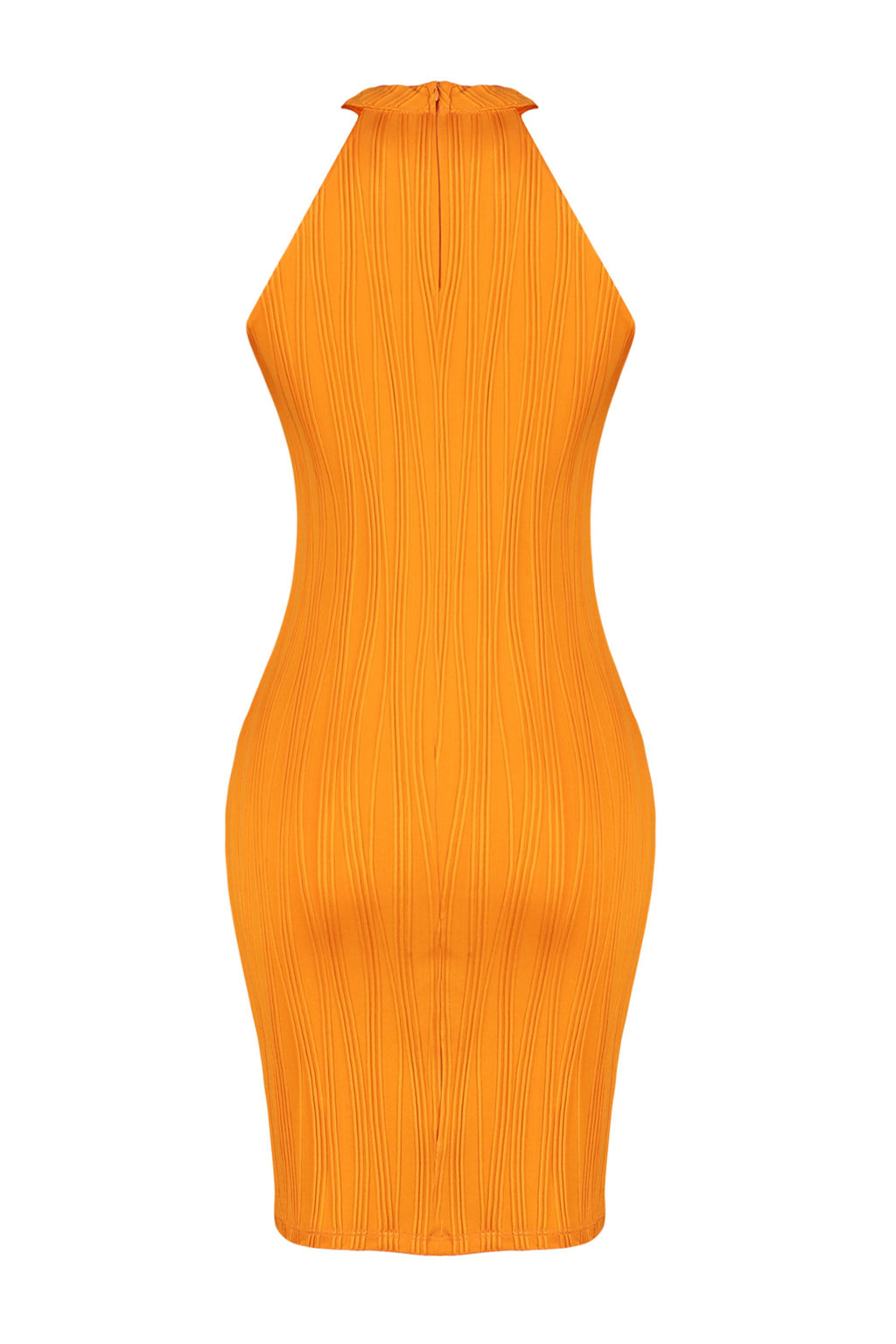 Turuncu Dokulu Halter Yaka Bodycone/Vucudu Saran Orme Mini Kalem Elbise TWOSS24EL00472 - Trendyolmilla фото 8