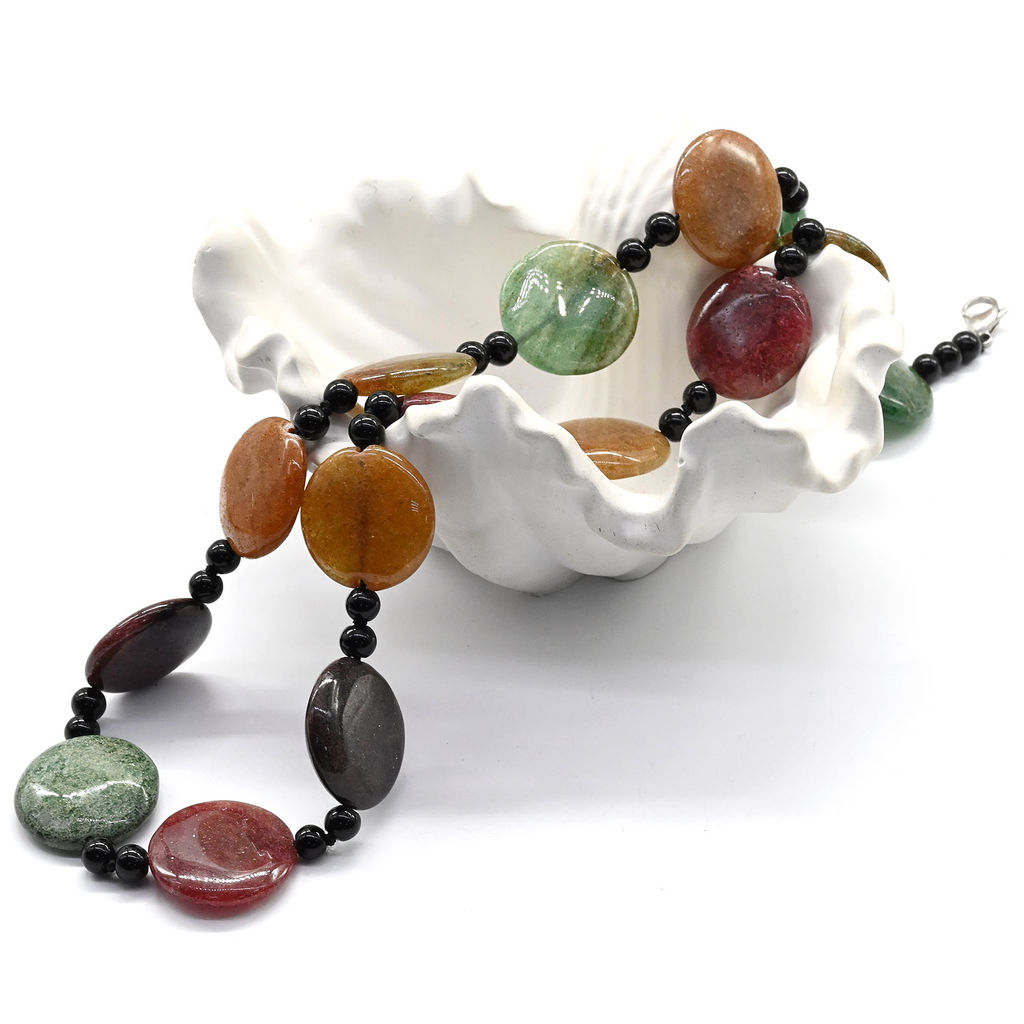 Бусы из авантюрина натурального круг 25мм, 60см Радуга камня фото 4