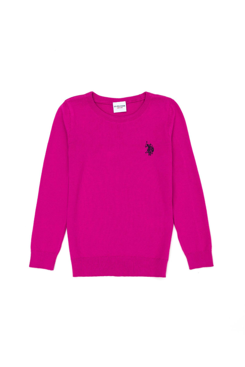 U. S. Polo Assn Фиолетовый базовый свитер с круглым вырезом для девочек