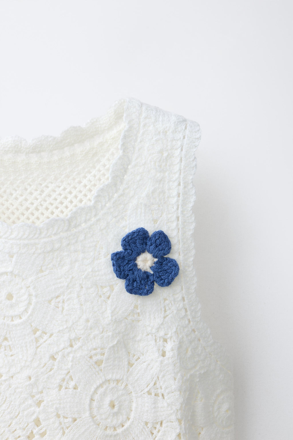 TOP PUNTO CROCHET FLORES / Crudo - Zara фото 3