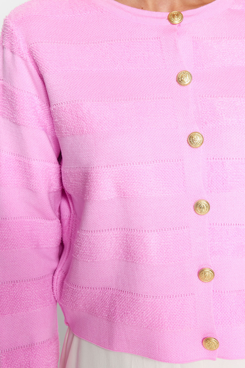 Pembe Bisiklet Yaka Ceket Gorunumlu Triko H?rka TWOAW24HI00337