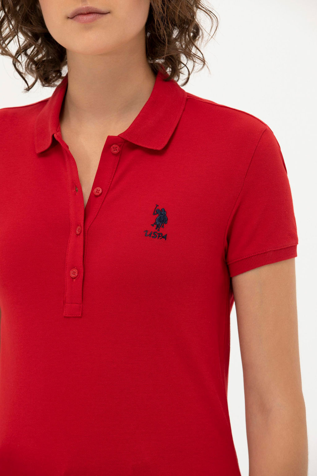U. S. Polo Assn Женская красная базовая футболка с воротником-поло - U.s. polo assn фото 7