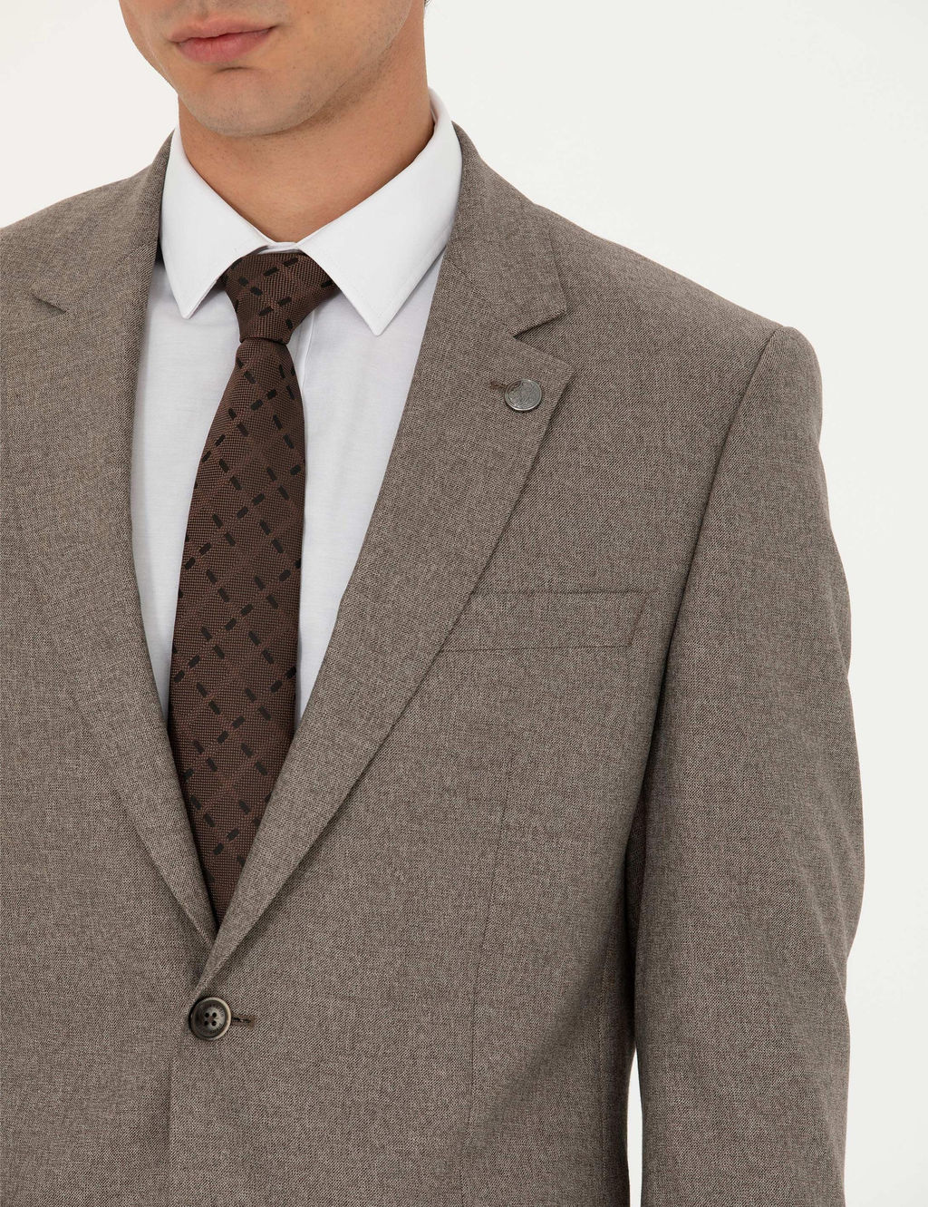 A__k Kahverengi Slim Fit Tak_m Elbise