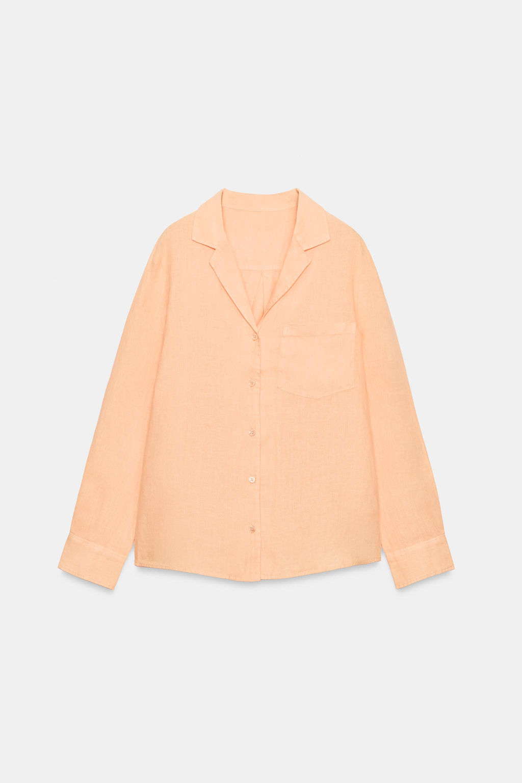 CAMISA LINO 100% BOLSILLO ZW COLLECTION / Mandarina - Zara фото 7