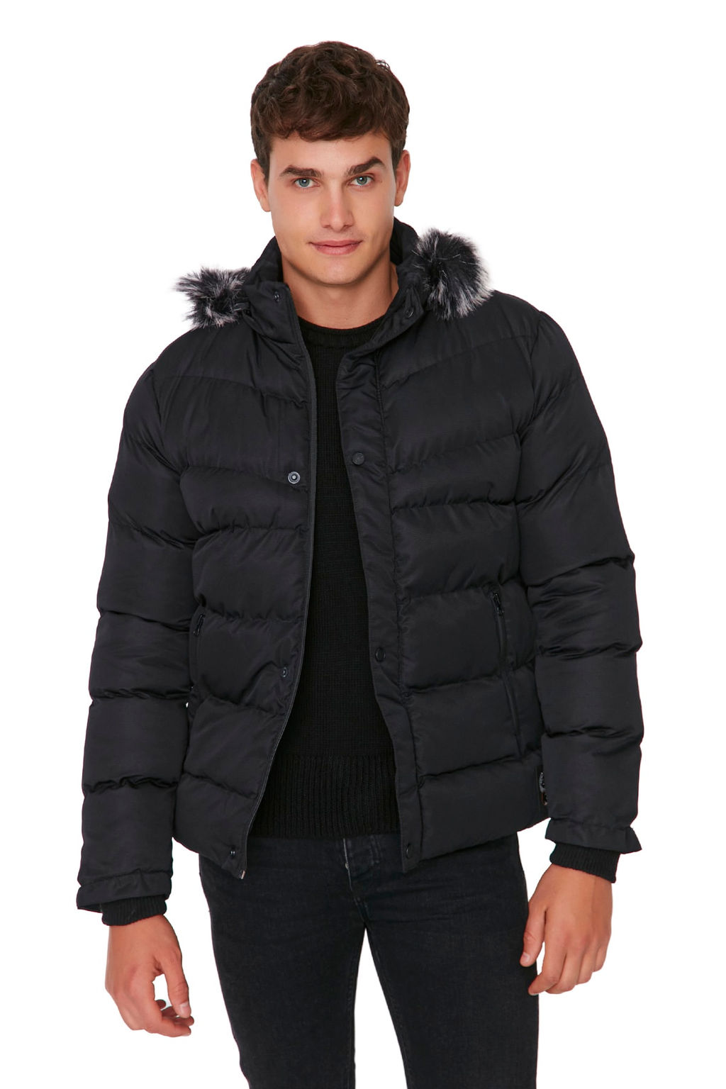 TRENDYOL MAN Gri Erkek Regular Fit Ici Polar Astarl? Ruzgara ve Suya Dayan?kl? K?sl?k Sisme Mont TMNAW23MO00009 - Trendyolmilla фото 11