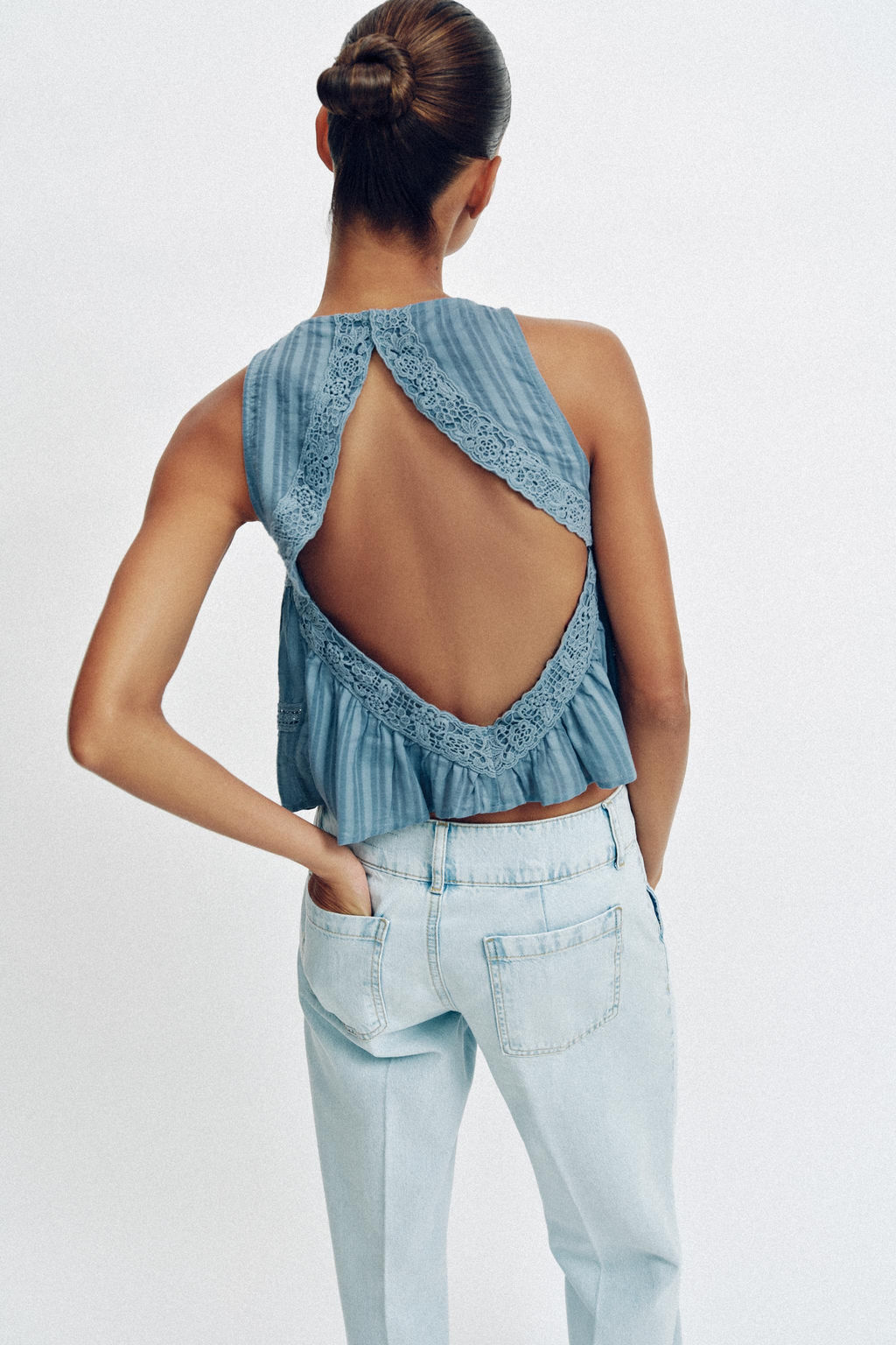 TOP COMBINADO ESPALDA DESCUBIERTA / Azul / Blanco - Zara фото 3