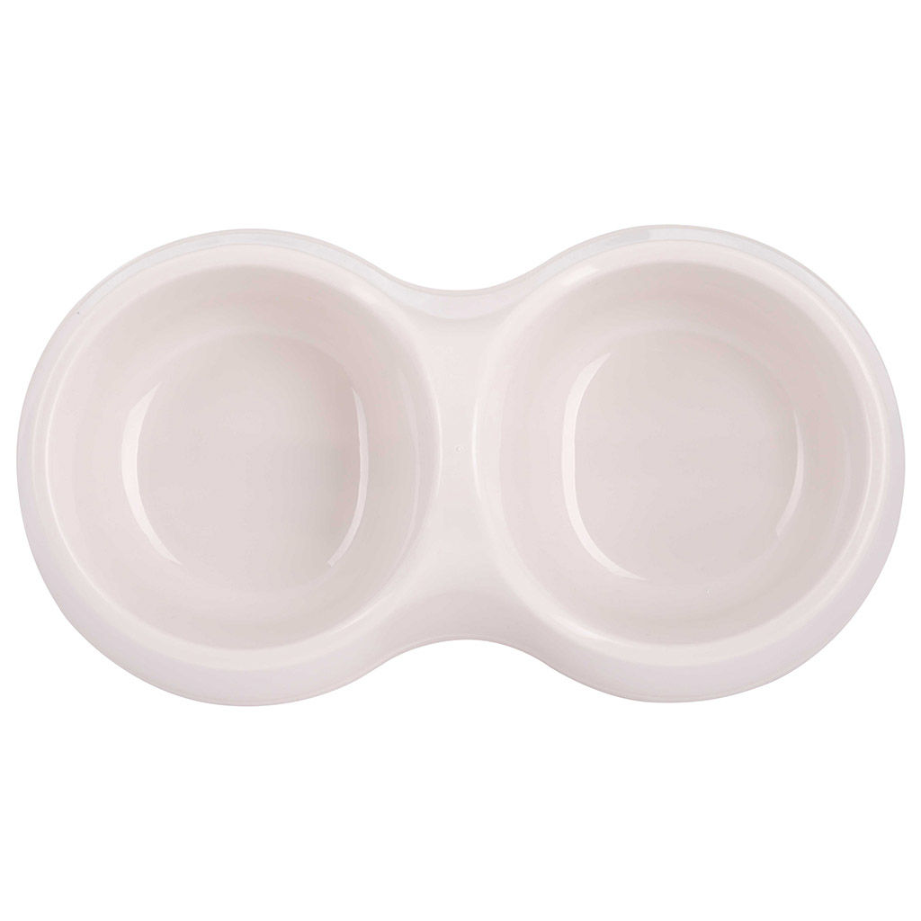 Миска для кормления животных пластмассовая 23х12,5х6,1см, двойная по 0,2л, бежевый (Россия) - Pet toys фото 2