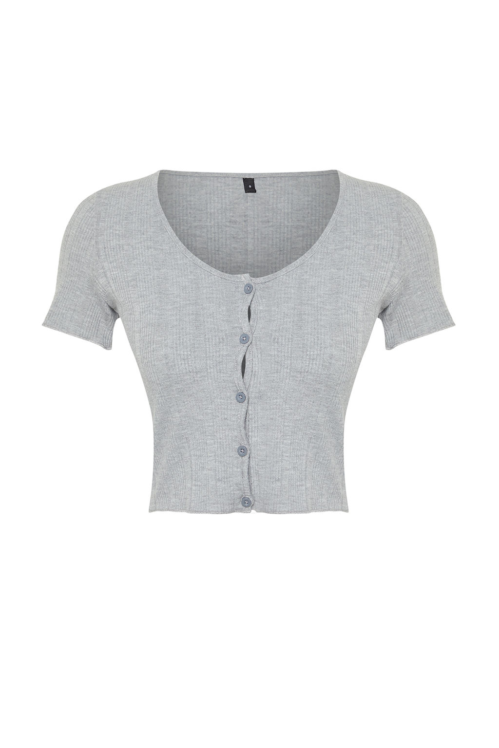 Trendyolmilla Ekru Patl? Crop Havuz Yaka Fitilli Esnek Orme Bluz TWOSS24BZ00364 фото 7