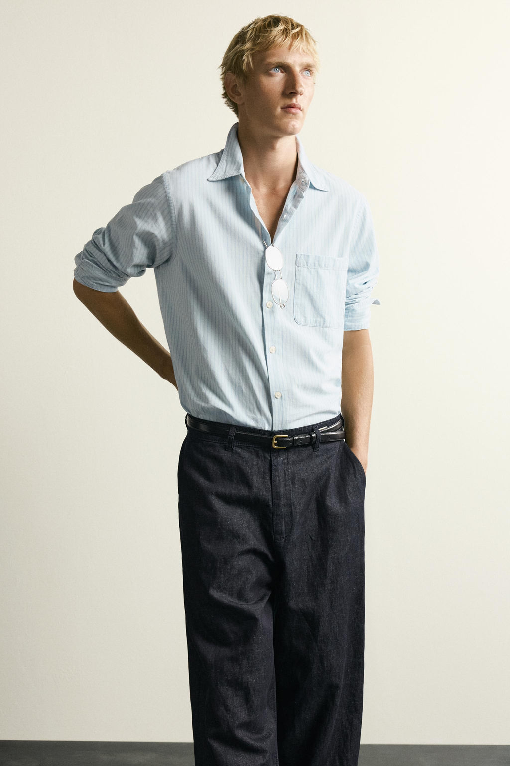 CAMISA DENIM LIGERO RAYAS / Azul claro - Zara фото 6