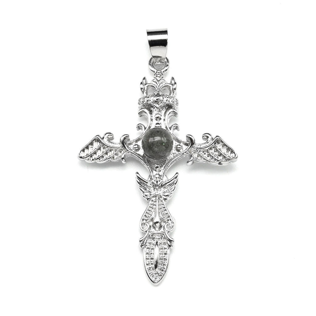 Подвеска Меч с яшмой зеленой 28*40мм