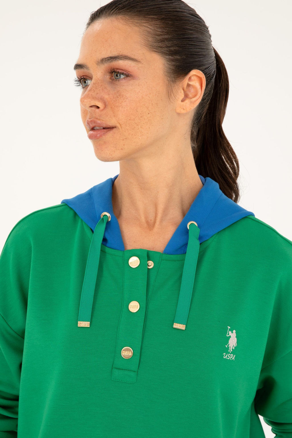 Женская зеленая толстовка с капюшоном Неожиданная скидка в корзине - U.s. polo assn фото 2