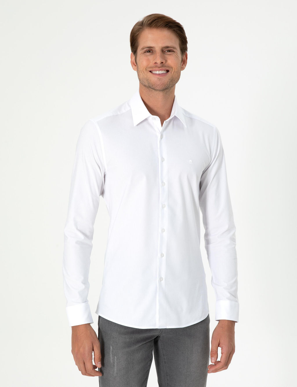 Beyaz Ex. Slim Fit Uzun Kollu G_mlek
