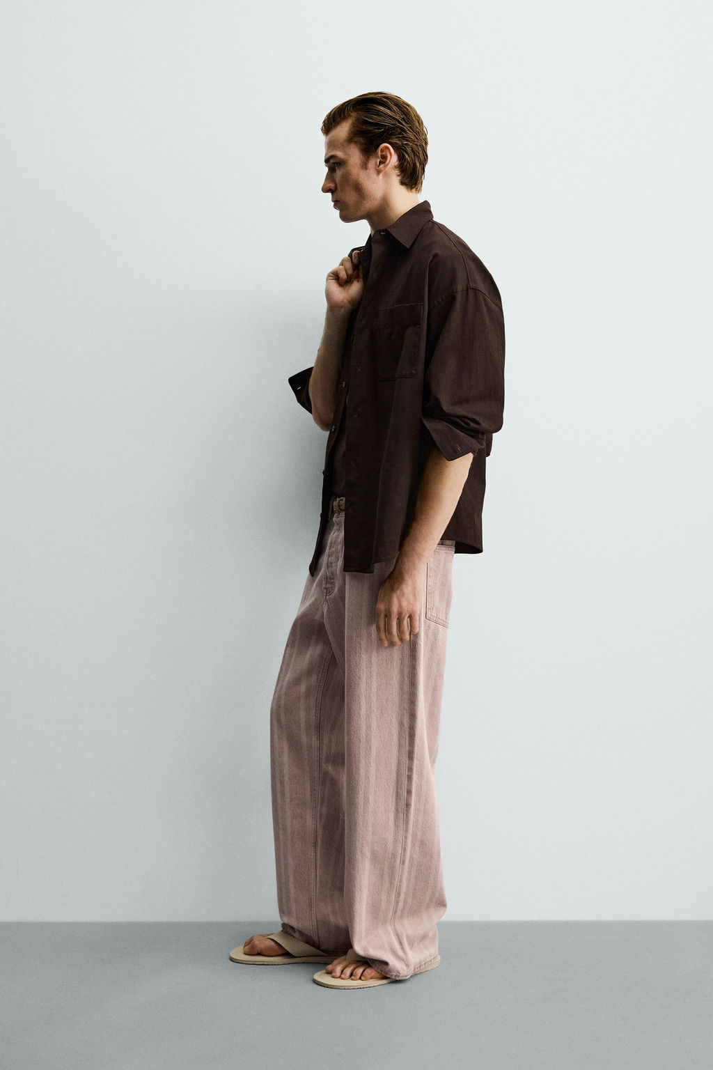 JEANS RELAXED FIT ESTAMPADO RAYAS / Rosa - Zara фото 4