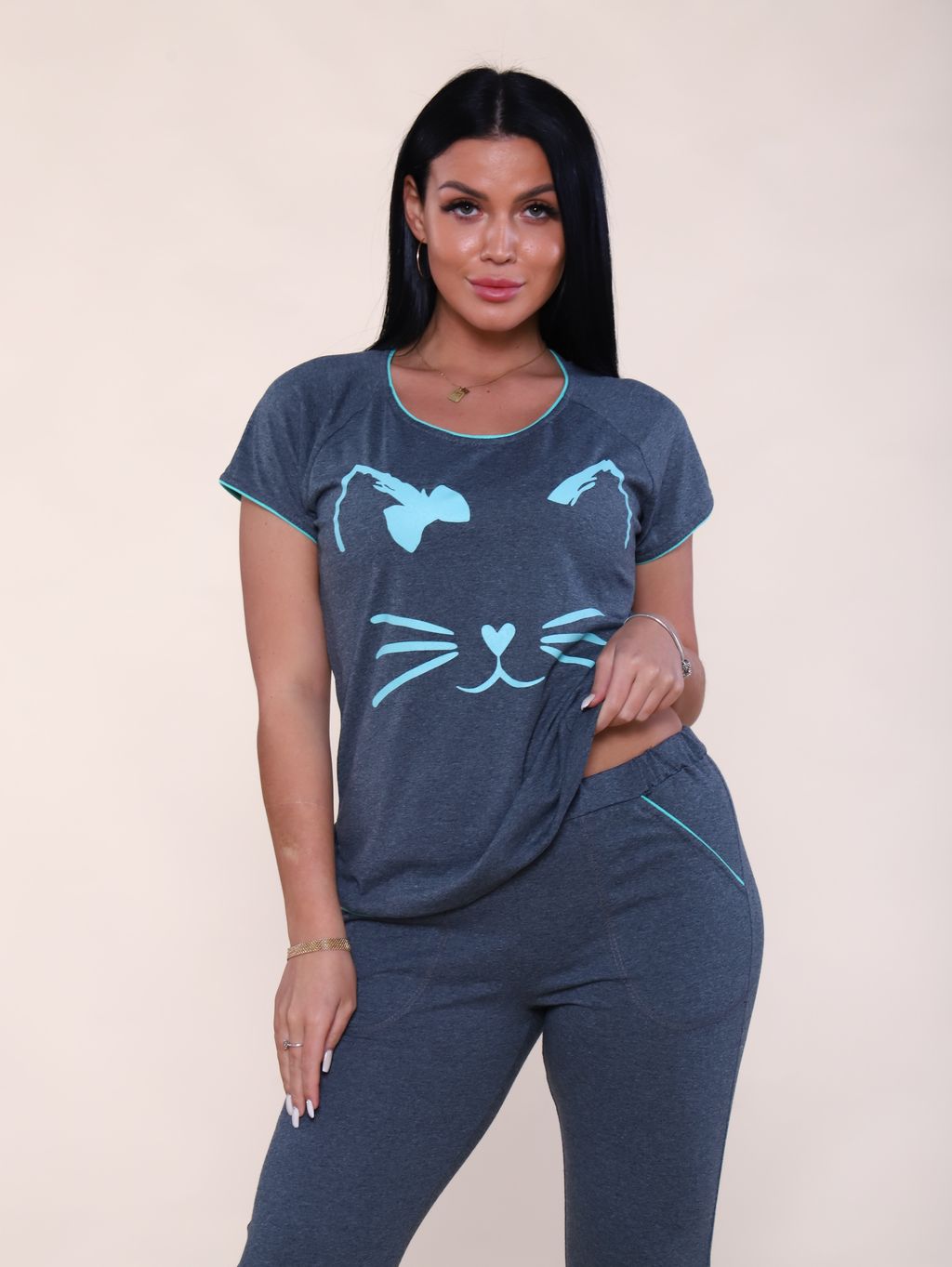 к5 костюм кошка , бриджи (ментол) - Иванушка-трикотаж фото 4