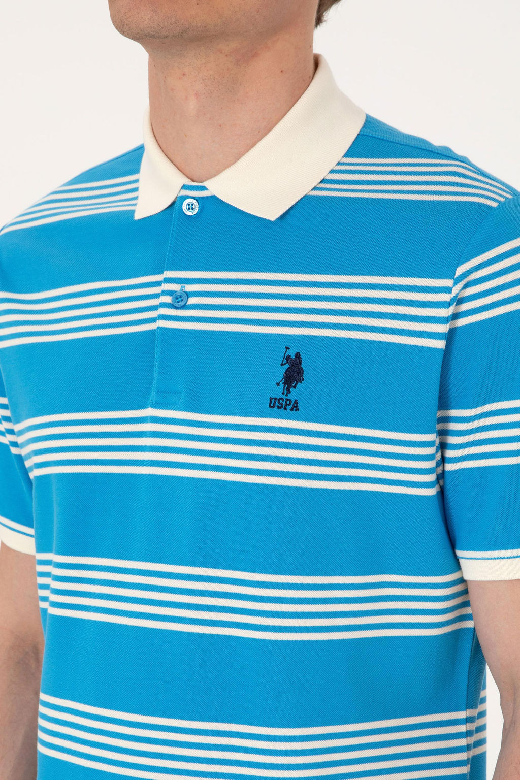 Erkek Regular Fit Polo Yaka Turkuaz _izgili Ti__rt Sepette S_rpriz _ndirim - U.s. polo assn фото 7