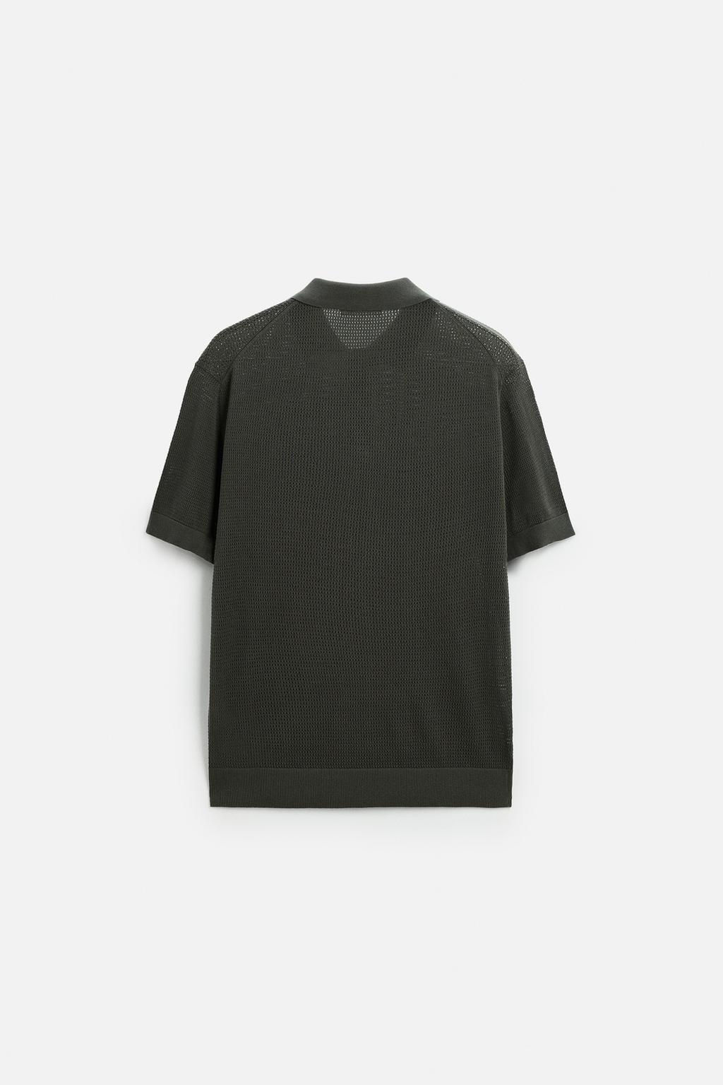 PERFORATED TEXTURED KNIT POLO SHIRT - Zara фото 7