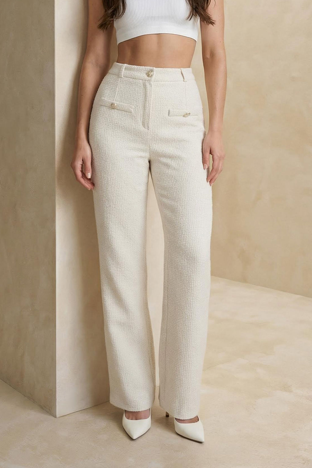 Ekru Tuvit Dugme Detayl? Pantolon TWOAW26PL00172