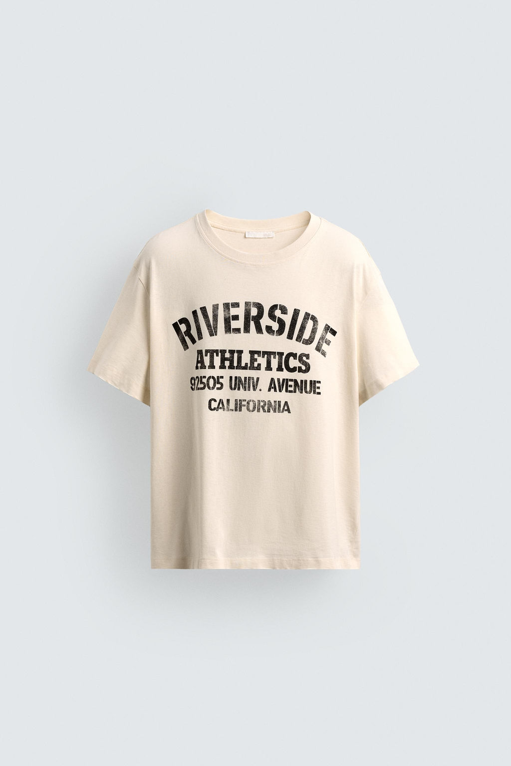 CAMISETA RELAXED FIT TEXTO LAVADO / Blanco roto