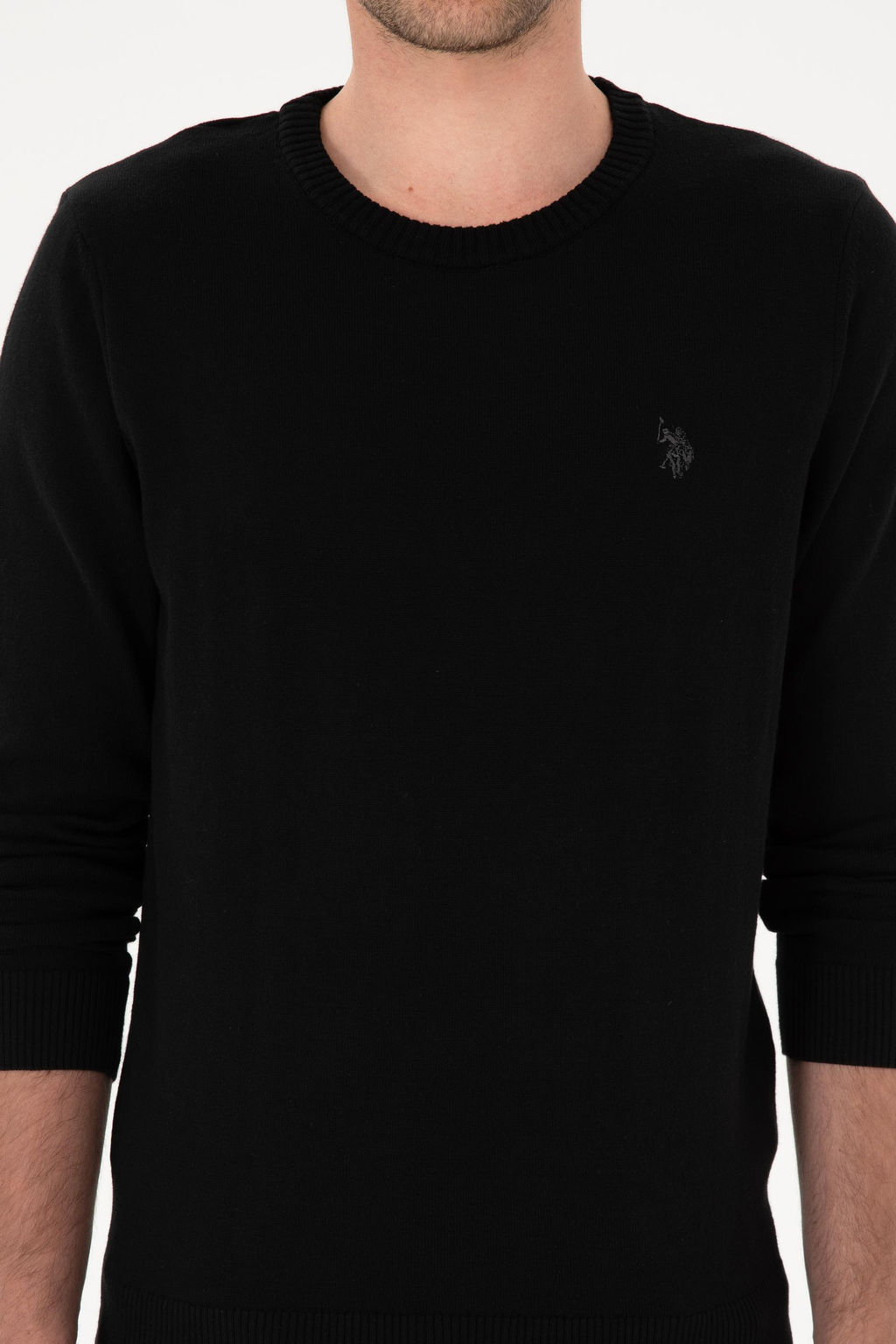 Erkek Slim Fit Bisiklet Yaka Siyah Basic Kazak - U.s. polo assn фото 6