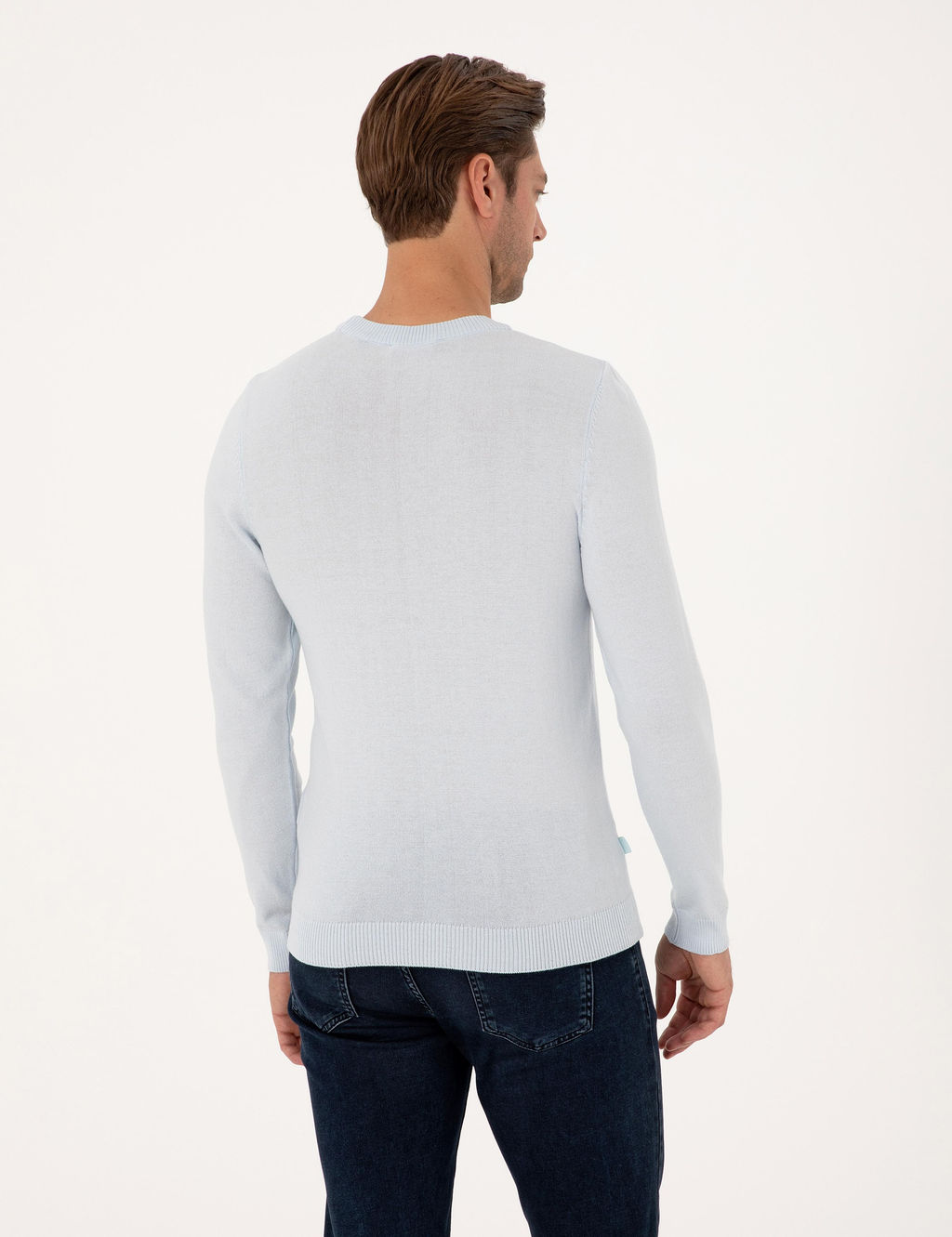 A__k Mavi Slim Fit Bisiklet Yaka Basic Triko Kazak - Pierre cardin фото 5