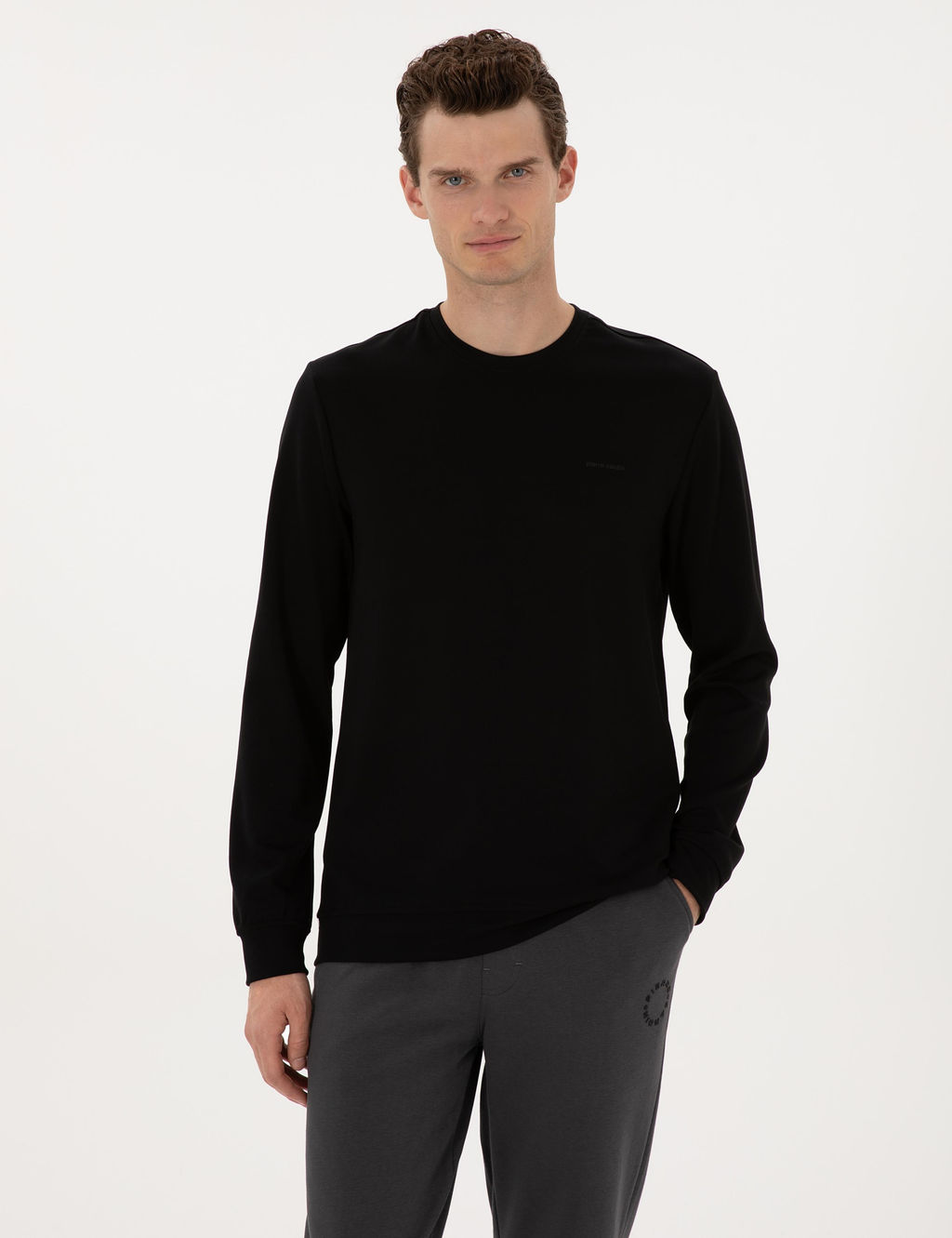 Siyah Regular Fit Sweatshirt - Pierre cardin фото 3