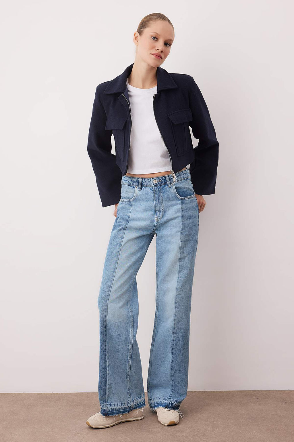 Mavi Yuksek Bel Renk Bloklu Wide Leg Jeans TWOAW26JE00235
