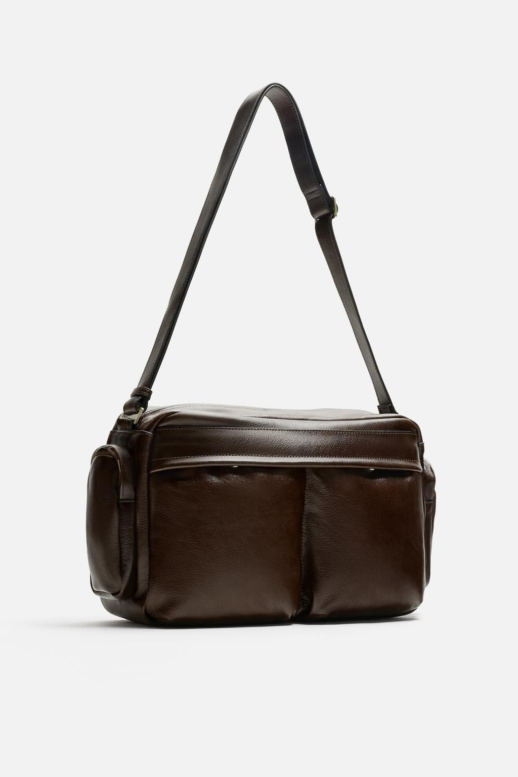 MULTI-POCKET LEATHER CROSSBODY BAG - Zara фото 2