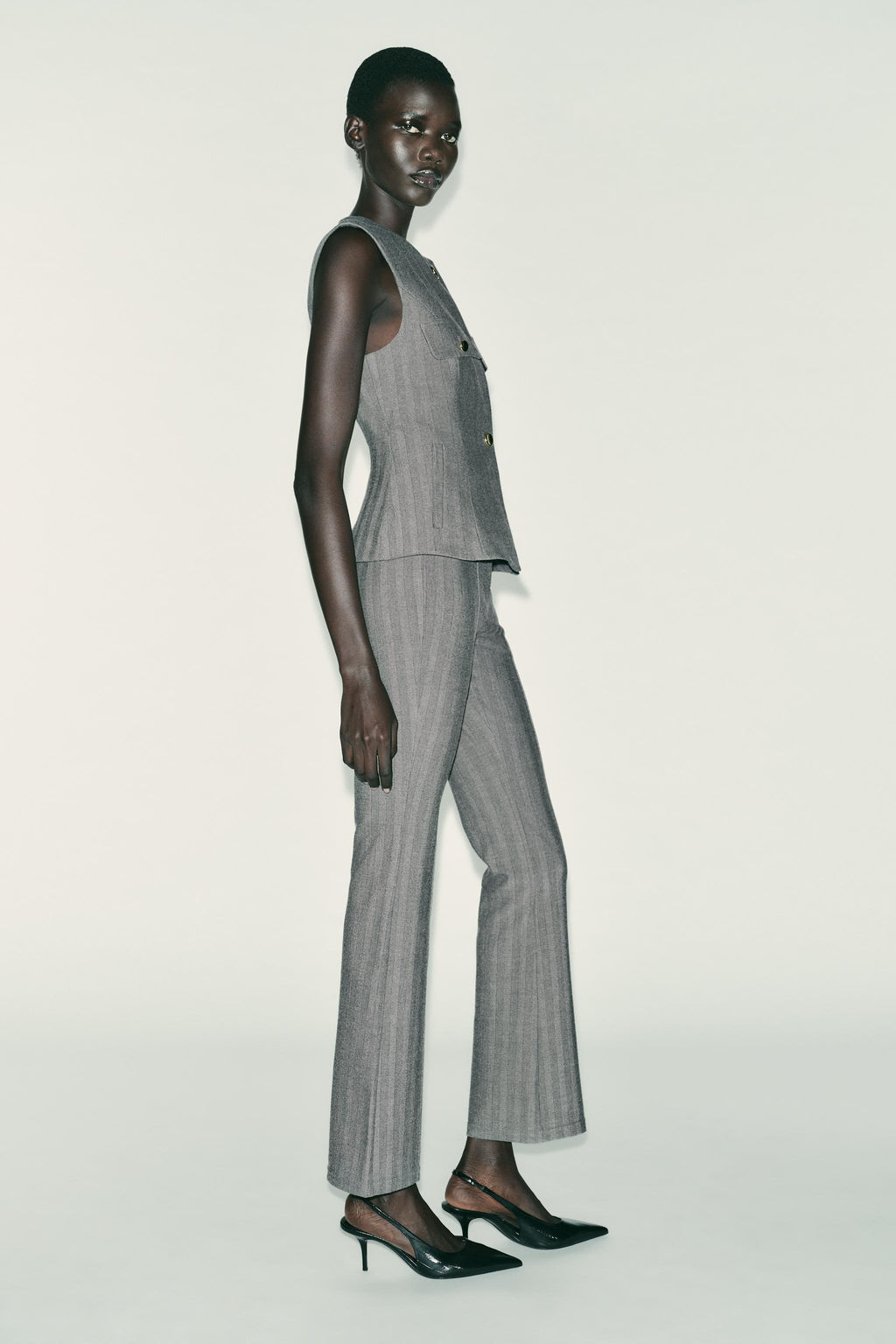 HERRINGBONE FLARE LEGGINGS WITH BELT - Zara фото 6