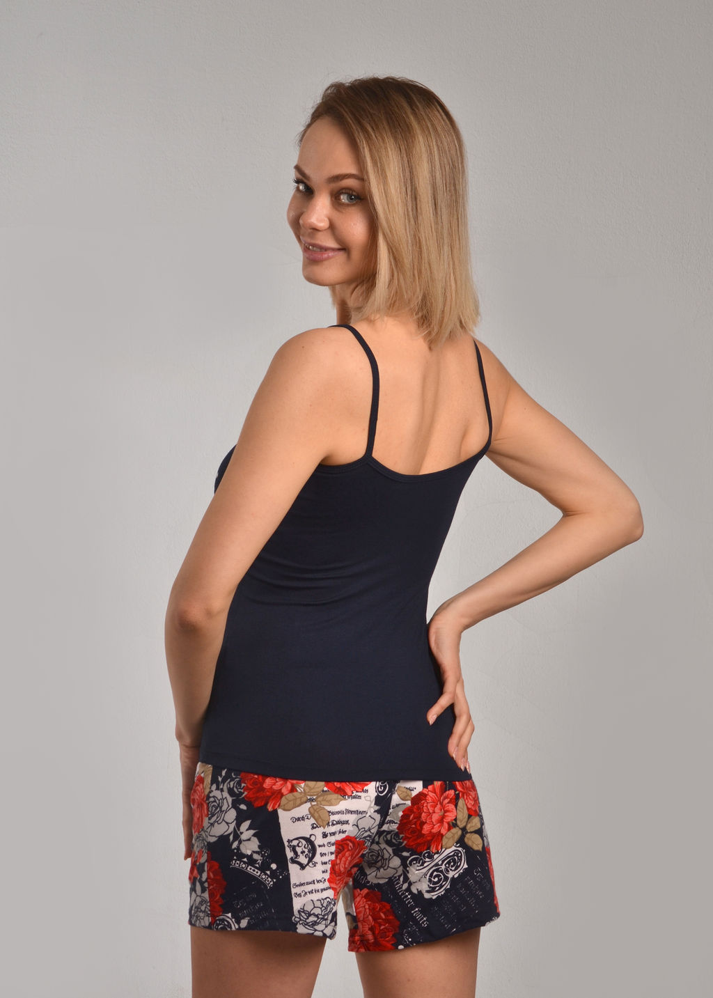 Комплект с халатом БИАТРИС халат + шорты + топ (темно синий) - Ивановская трикотажная компания фото 3