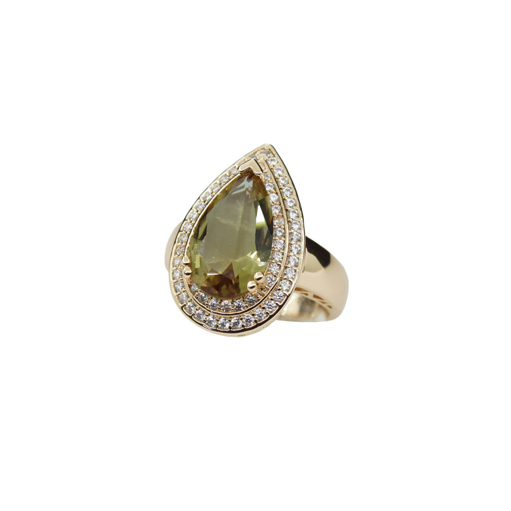 Комплект Султан-30, султанит, покрытие под золото, размеры кольца: 17, 18, 19, 20 - Agat77 фото 2