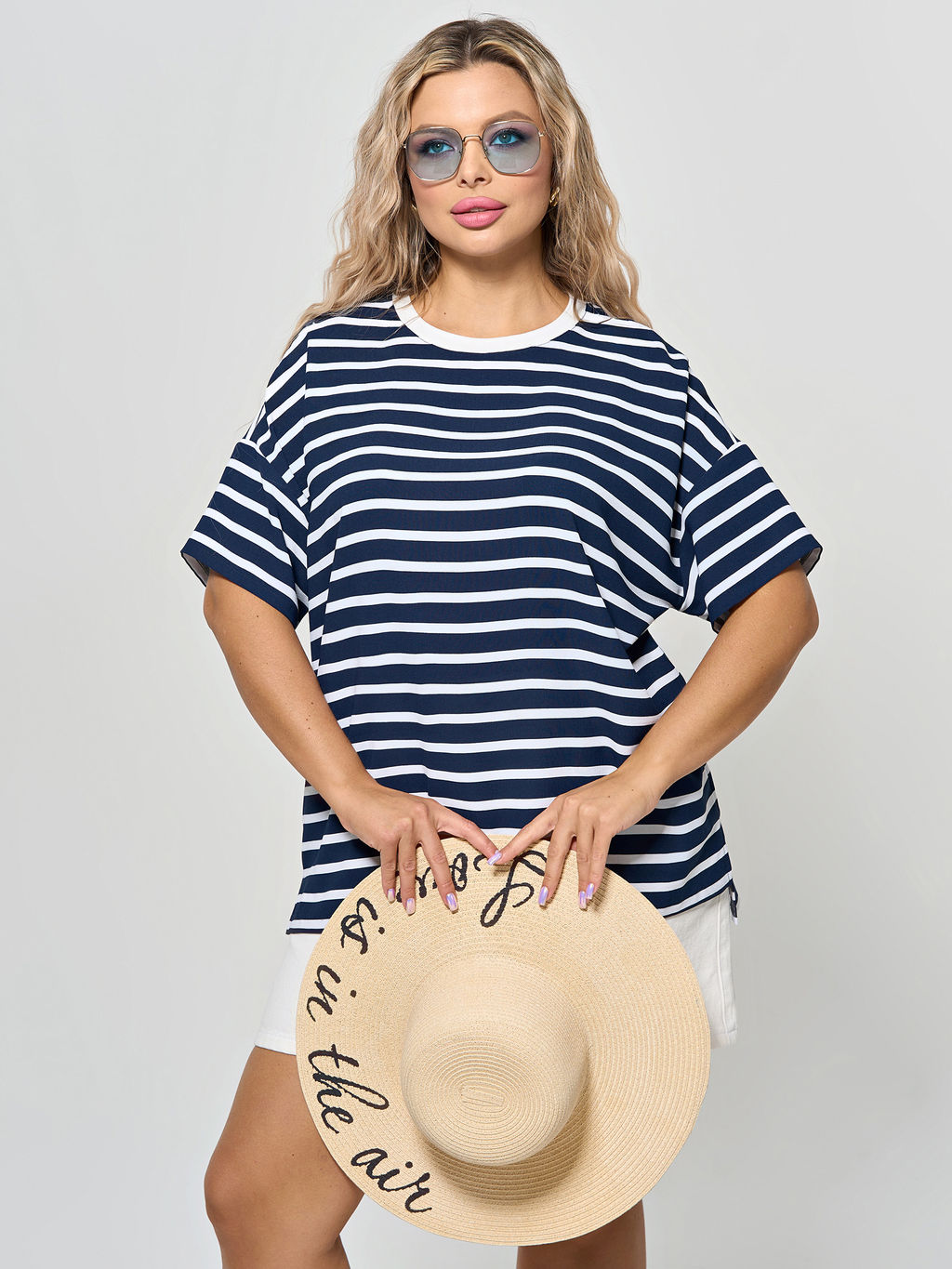 Блузка 0087-29 бело-синий