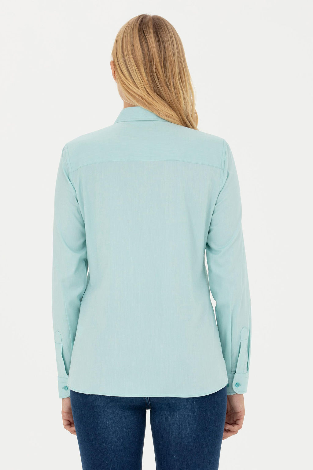 Женская мятная базовая рубашка с длинным рукавом Неожиданная скидка в корзине - U.s. polo assn фото 5