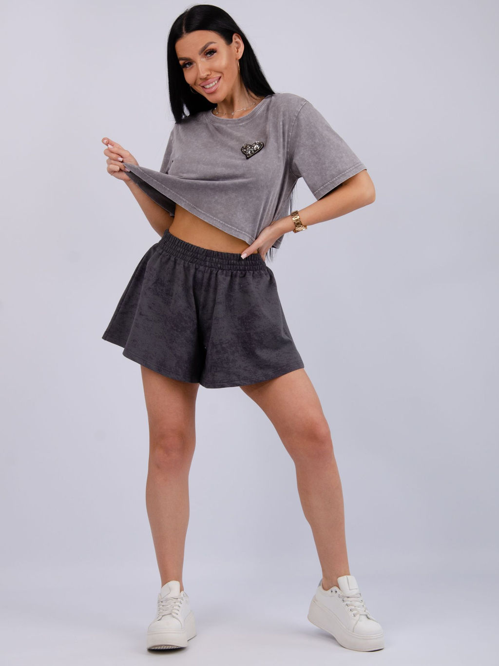 Шорты Лолита, футер с лайкрой - Малина фото 52