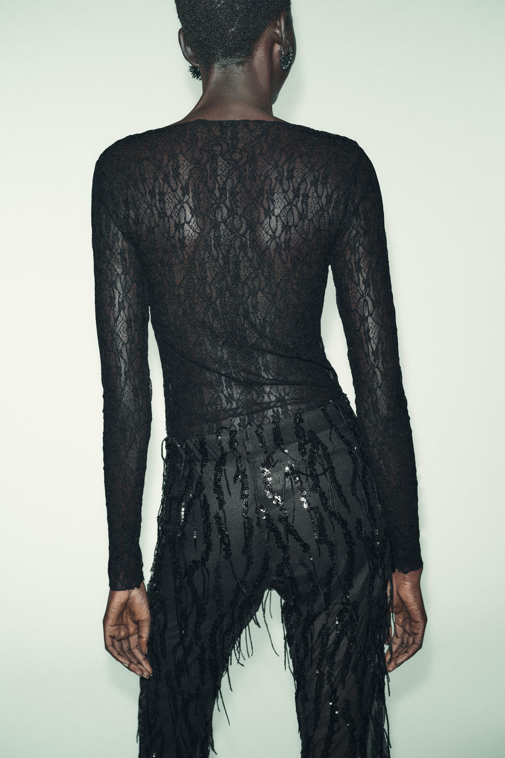 LONG SLEEVE LACE TOP - Zara фото 3