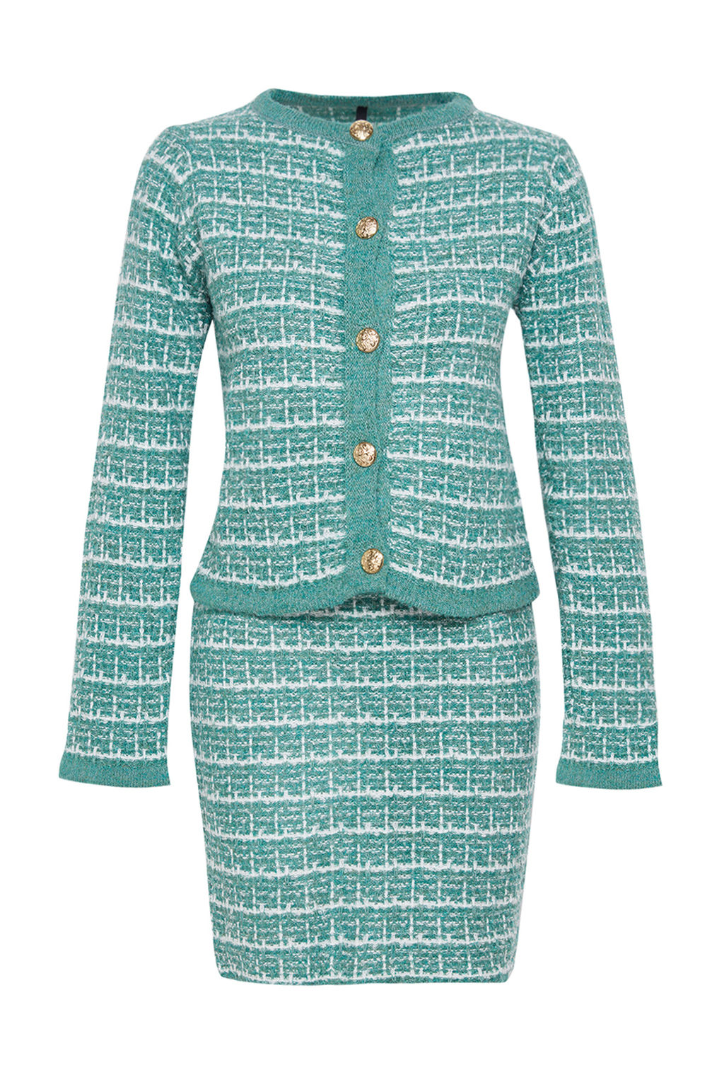 Mint Orgu Detayl? Yumusak Dokulu H?rka-Etek Triko Alt-Ust Tak?m TWOAW24AU00001