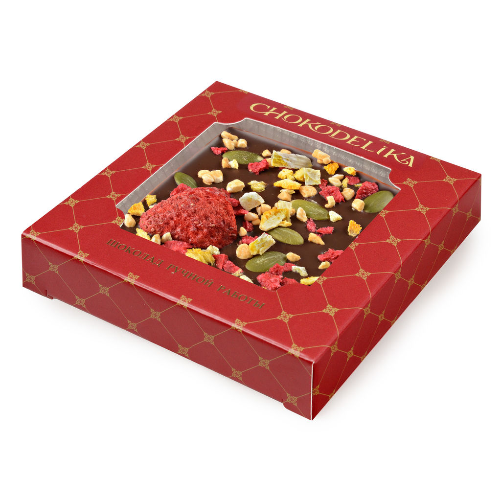 Шоколад темный с украшением Клубника и апельсин 35 гр - Chokodelika фото 2