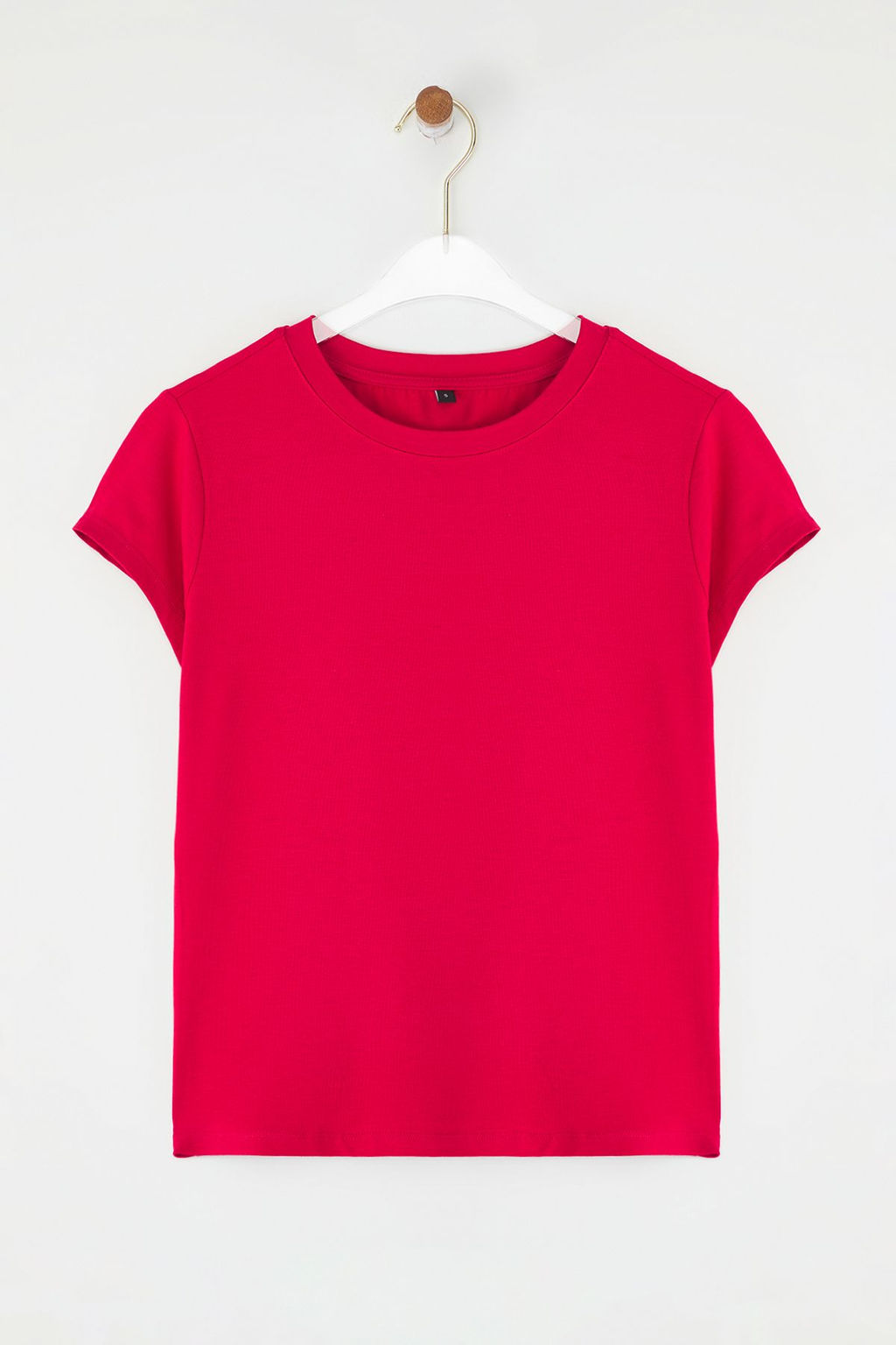 K?rm?z? Yumusak Bambu Icerikli Vucudu Saran Bisiklet Yaka Esnek Orme Bluz TWOSS25BZ00530