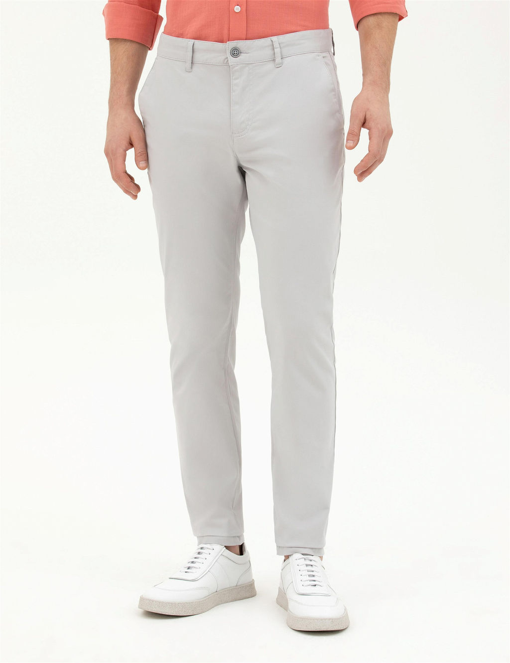 A__k Gri Slim Fit Kanvas Pantolon