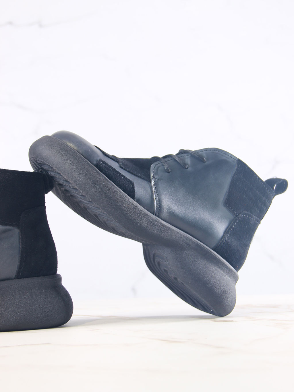 Ботинки 305.927bl.Вакса черная+черная замша/байка