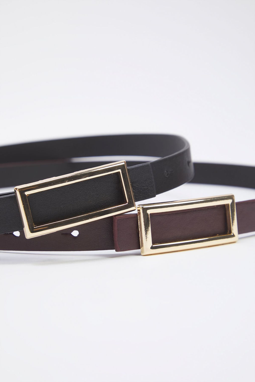 Trendyolmilla Siyah-Bordo 2li Paket Deri Gorunumlu Kad?n Kemer TWOSS25KE00015  фото 2