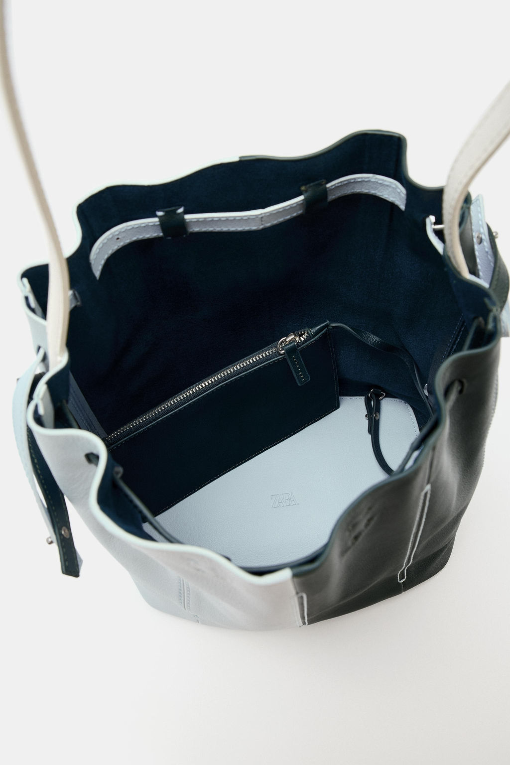BOLSO DE HOMBRO PIEL COMBINADO / Azul?n - Zara фото 5