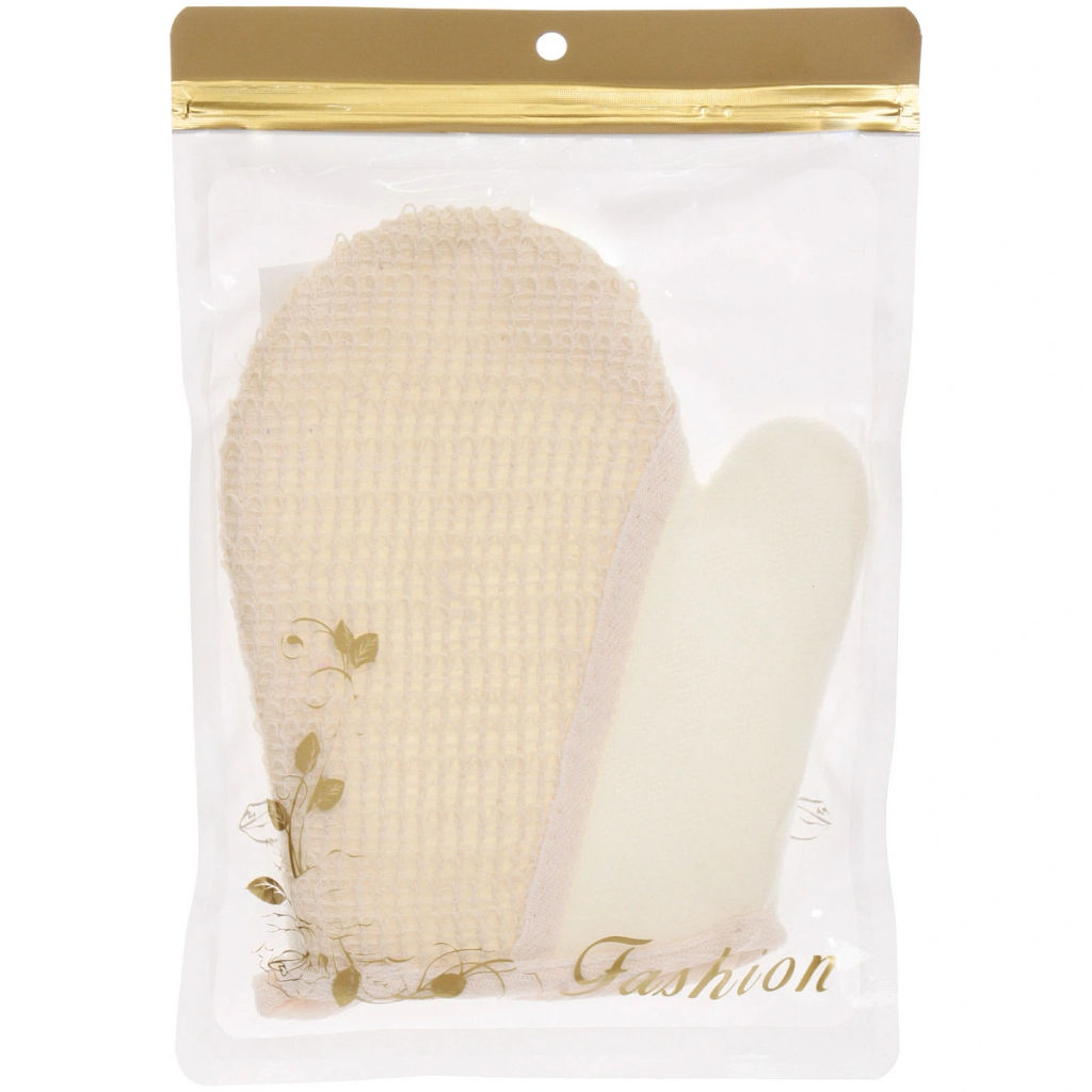 Цена за 3 шт. Мочалка - варежка массажная "SANTA MONIKA - SENDU", цвет белый, 18*22см (ZIP пакет)